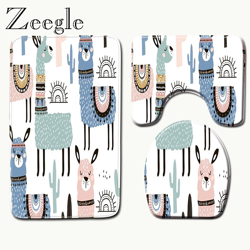 Zeegle 3D ispisana prostirka za kupaonicu za tuš kabinu Tepih Poklopac za WC školjku Podne prostirke za kupaonicu Prostirka od mikrovlakana koja se brzo suši