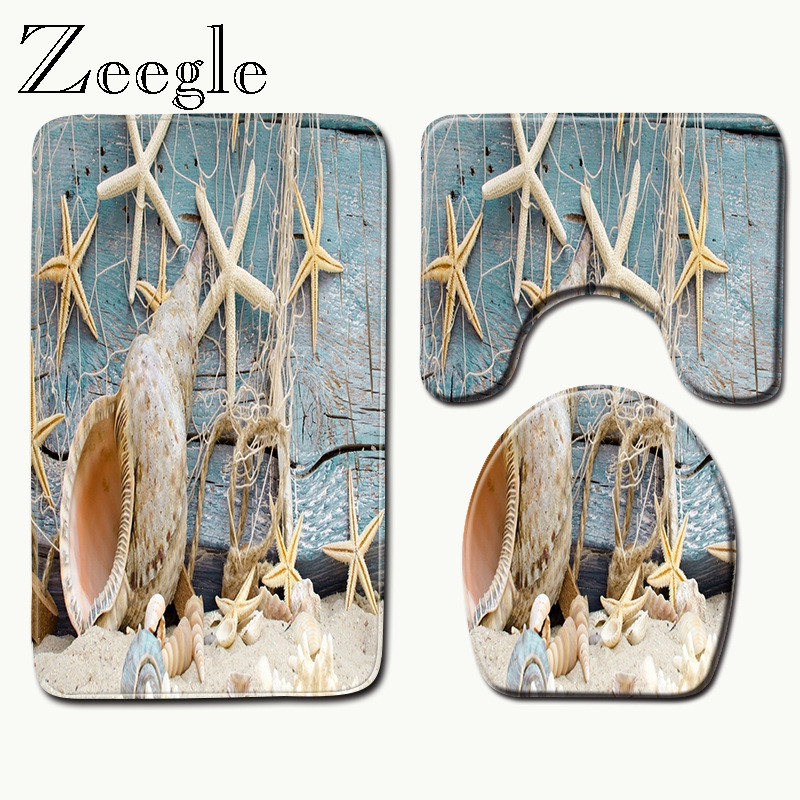 Zeegle 3D ispisana prostirka za kupaonicu za tuš kabinu Tepih Poklopac za WC školjku Podne prostirke za kupaonicu Prostirka od mikrovlakana koja se brzo suši