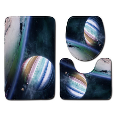 Zeegle Planet Pattern Prostirka za kupaonicu 3 kom kupaonski tepih WC prostirka Neklizajuće kupaonske podne prostirke Upijajući set kupaonskih prostirača
