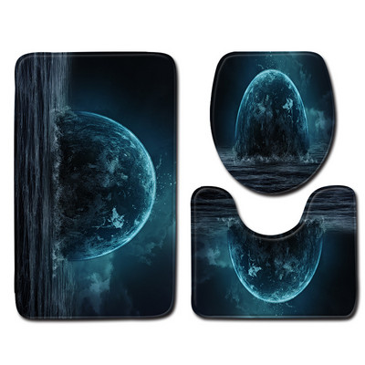 Zeegle Planet Pattern Prostirka za kupaonicu 3 kom kupaonski tepih WC prostirka Neklizajuće kupaonske podne prostirke Upijajući set kupaonskih prostirača