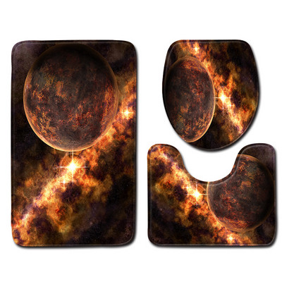 Zeegle Planet Pattern Prostirka za kupaonicu 3 kom kupaonski tepih WC prostirka Neklizajuće kupaonske podne prostirke Upijajući set kupaonskih prostirača