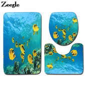 Ispis podvodnog svijeta Prostirka za kupanje u kupaonici HomeDecoration Set tepiha za jastuk za WC školjku Vodootporna protuklizna prostirka za noge
