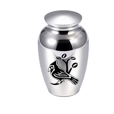 70x45 mm urna za kremaciju za pepeo s ptičjim uzorkom držač za pepeo pogrebna komemoracija čovjeka ili kućnog ljubimca posuda za pepeo od aluminijske legure