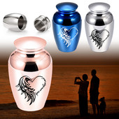 Urne za kremiranje s krilima anđela u obliku srca, uspomena, pogrebna komemorativna posuda za pepeo izvrsna posuda za pepeo od aluminijske legure 5 boja