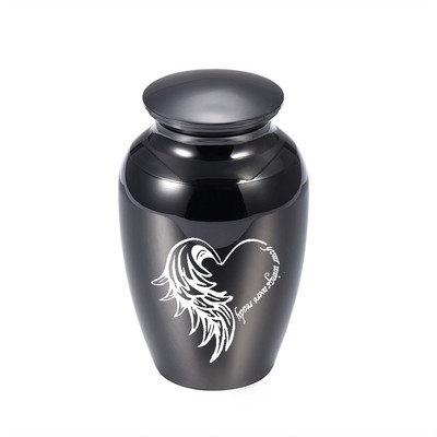 Urne za kremiranje s krilima anđela u obliku srca, uspomena, pogrebna komemorativna posuda za pepeo izvrsna posuda za pepeo od aluminijske legure 5 boja