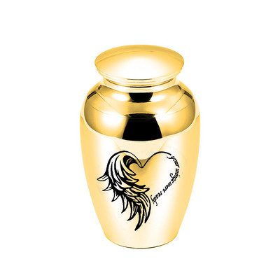 Urne za kremiranje s krilima anđela u obliku srca, uspomena, pogrebna komemorativna posuda za pepeo izvrsna posuda za pepeo od aluminijske legure 5 boja