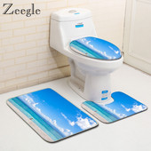 Zeegle 3D uzorak za plažu Set prostirki za kupaonicu Poklopac Poklopac za WC školjku Podloga za tuširanje od mikrovlakana Neklizajuća toaletna prostirka Kupaonska prostirka za noge Mekana podna prostirka