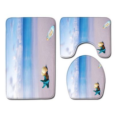 Zeegle 3D uzorak za plažu Set prostirki za kupaonicu Poklopac Poklopac za WC školjku Podloga za tuširanje od mikrovlakana Neklizajuća toaletna prostirka Kupaonska prostirka za noge Mekana podna prostirka