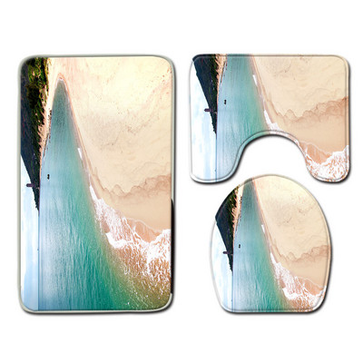 Zeegle 3D uzorak za plažu Set prostirki za kupaonicu Poklopac Poklopac za WC školjku Podloga za tuširanje od mikrovlakana Neklizajuća toaletna prostirka Kupaonska prostirka za noge Mekana podna prostirka