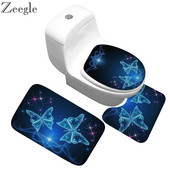 Zeegle absorbējošs ūdensnecaurlaidīgs vannas paklājs vannas istabas grīdas paklāji flaneļa vannas istabas paklāju komplekts koraļļu flīsa tualetes pārklājs vannas istabas paklājs