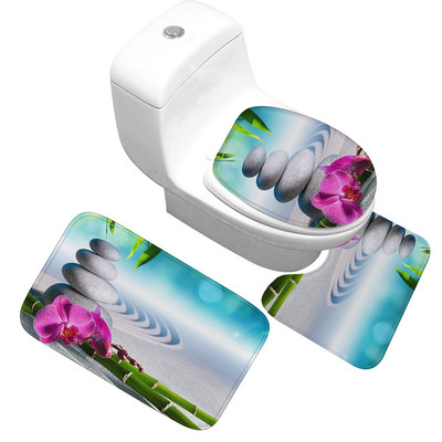 3gab Karikatūra Vannas Paklāji Paklāju Komplekts Neslīdošs Flaneļa Vannas Paklājiņš Vannas istabas Grīdas Paklājs Mājas Dekors Tualetes Sēdekļa Pārklājums Paklājs Tualetes Paklājs