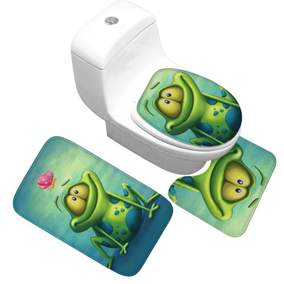 3gab Karikatūra Vannas Paklāji Paklāju Komplekts Neslīdošs Flaneļa Vannas Paklājiņš Vannas istabas Grīdas Paklājs Mājas Dekors Tualetes Sēdekļa Pārklājums Paklājs Tualetes Paklājs