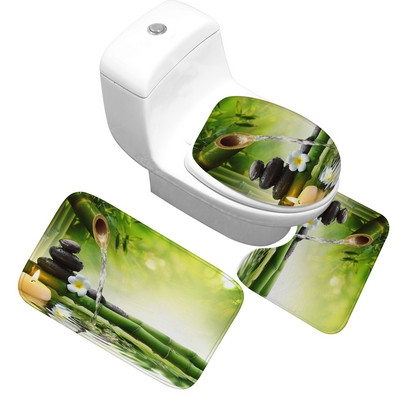 3gab Karikatūra Vannas Paklāji Paklāju Komplekts Neslīdošs Flaneļa Vannas Paklājiņš Vannas istabas Grīdas Paklājs Mājas Dekors Tualetes Sēdekļa Pārklājums Paklājs Tualetes Paklājs