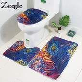 Zeegle flaneļa vannas paklāja komplekts 3 gab Vannas istabas paklāja paklājs tualetes podam Paklājs Pretslīdes vannas paklāji Vannas istabas paklājiņš dušas paklājs