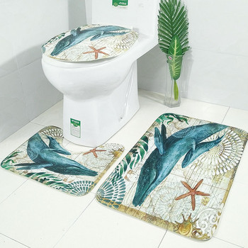 Zeegle Flannel Σετ χαλάκι μπάνιου 3 τμχ Χαλί μπάνιου για βάθρο τουαλέτας Χαλί μπάνιου Αντιολισθητικό Χαλιά μπάνιου Χαλί ντους
