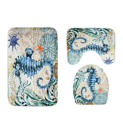 Zeegle flaneļa vannas paklāja komplekts 3 gab Vannas istabas paklāja paklājs tualetes podam Paklājs Pretslīdes vannas paklāji Vannas istabas paklājiņš dušas paklājs