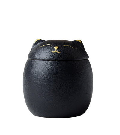 Mīksta asnu urna mājdzīvnieku pelniem - kaķa formas piemiņas kremācijas urnas - ar rokām izgatavotas melnas dekoratīvas urnas bērēm Kaķu urna Suņu urna