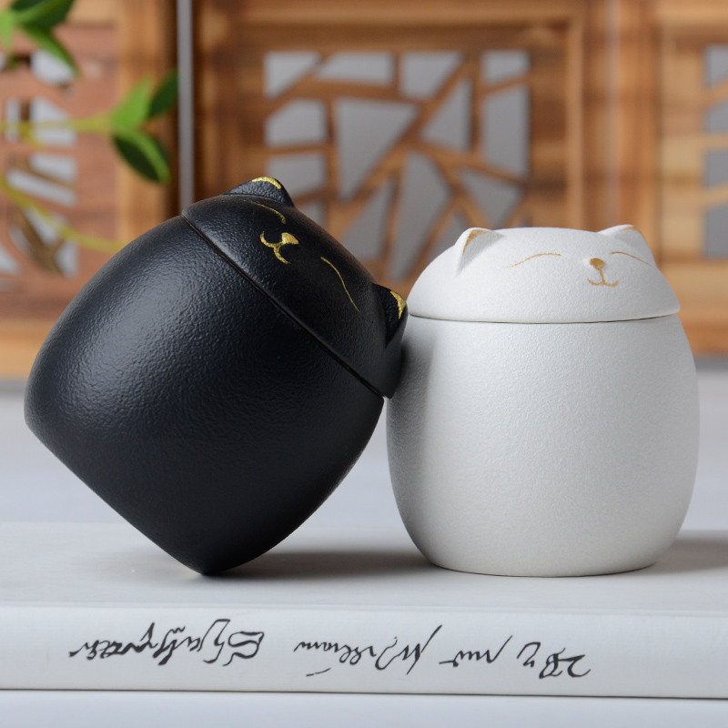 Mīksta asnu urna mājdzīvnieku pelniem - kaķa formas piemiņas kremācijas urnas - ar rokām izgatavotas melnas dekoratīvas urnas bērēm Kaķu urna Suņu urna