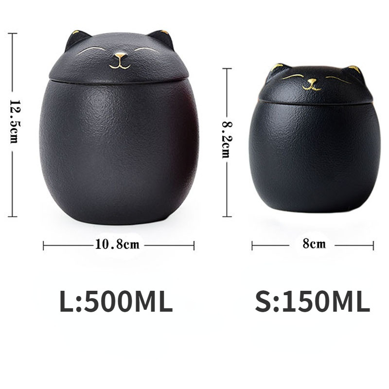 Mīksta asnu urna mājdzīvnieku pelniem - kaķa formas piemiņas kremācijas urnas - ar rokām izgatavotas melnas dekoratīvas urnas bērēm Kaķu urna Suņu urna