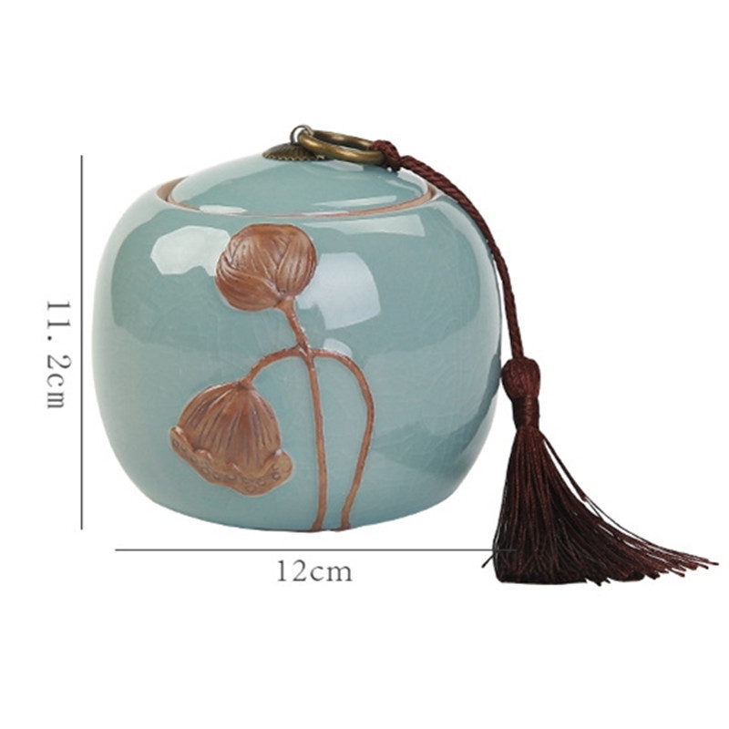 11X11X11cm 700ml Velika keramička posuda Vintage Lotus Jar Čvrsto zatvorena posuda Keramička posuda Elegance Urna s pepelom otporna na curenje