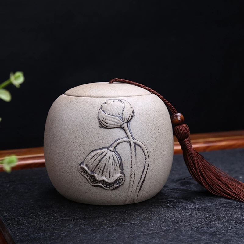 11X11X11cm 700ml Velika keramička posuda Vintage Lotus Jar Čvrsto zatvorena posuda Keramička posuda Elegance Urna s pepelom otporna na curenje