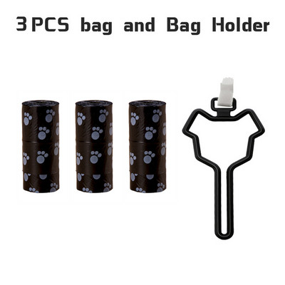 3 ruļļi suņu izkārnījumu maisiņi ar maisiņu turētāju Bioloģiski noārdāmi mājdzīvnieku atkritumu maisi Suņu pakaišu maisiņu dozators Mājdzīvnieku produkti suņiem