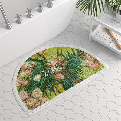 Ziedu apdruka Vannas istabas paklājs Pastorāla stila vannas zona Neslīdoši vannas paklājiņi Tualetes mājdzīvnieku paklāji Āra ieejas durvju paklājs dušai