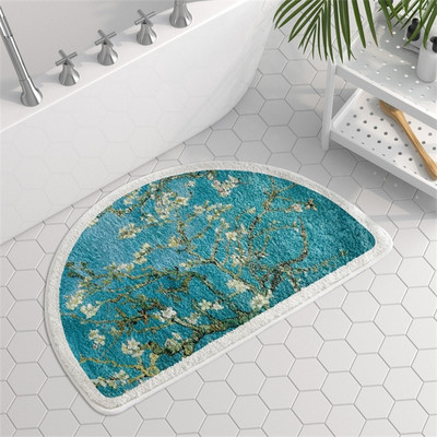 Ziedu apdruka Vannas istabas paklājs Pastorāla stila vannas zona Neslīdoši vannas paklājiņi Tualetes mājdzīvnieku paklāji Āra ieejas durvju paklājs dušai