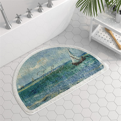 Ziedu apdruka Vannas istabas paklājs Pastorāla stila vannas zona Neslīdoši vannas paklājiņi Tualetes mājdzīvnieku paklāji Āra ieejas durvju paklājs dušai