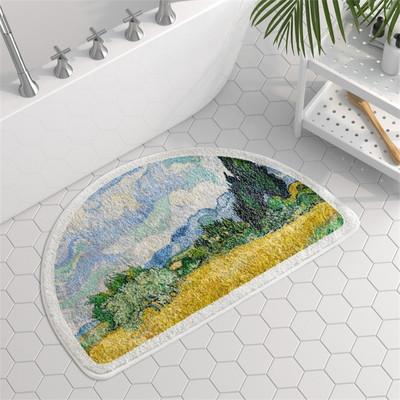 Ziedu apdruka Vannas istabas paklājs Pastorāla stila vannas zona Neslīdoši vannas paklājiņi Tualetes mājdzīvnieku paklāji Āra ieejas durvju paklājs dušai