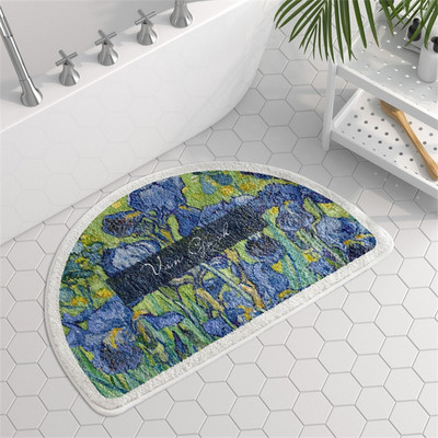 Ziedu apdruka Vannas istabas paklājs Pastorāla stila vannas zona Neslīdoši vannas paklājiņi Tualetes mājdzīvnieku paklāji Āra ieejas durvju paklājs dušai