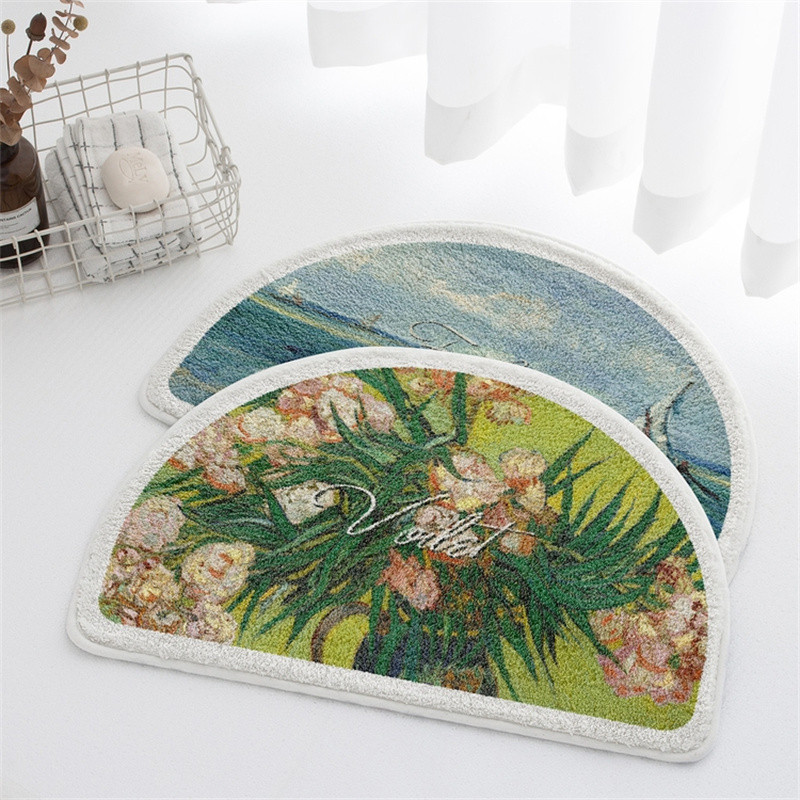 Ziedu apdruka Vannas istabas paklājs Pastorāla stila vannas zona Neslīdoši vannas paklājiņi Tualetes mājdzīvnieku paklāji Āra ieejas durvju paklājs dušai