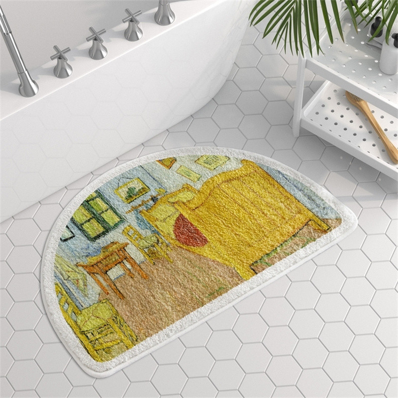 Ziedu apdruka Vannas istabas paklājs Pastorāla stila vannas zona Neslīdoši vannas paklājiņi Tualetes mājdzīvnieku paklāji Āra ieejas durvju paklājs dušai