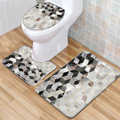 Set od 3 komada WC jastuka WC Podna prostirka Otisnuta mramorom Upijajuća prostirka za vrata Neklizajuće prostirke za kupaonicu U-tip Tepih Navlaka za WC sjedalo