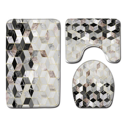 Set od 3 komada WC jastuka WC Podna prostirka Otisnuta mramorom Upijajuća prostirka za vrata Neklizajuće prostirke za kupaonicu U-tip Tepih Navlaka za WC sjedalo