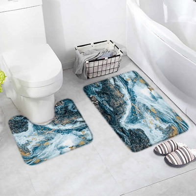 Apstraktni mramorni set prostirki za kupanje Sivi teksturirani uzorak Moderni luksuzni kućni podni tepih Kupaonski ukrasni neklizajući prostirka U obliku prostirke