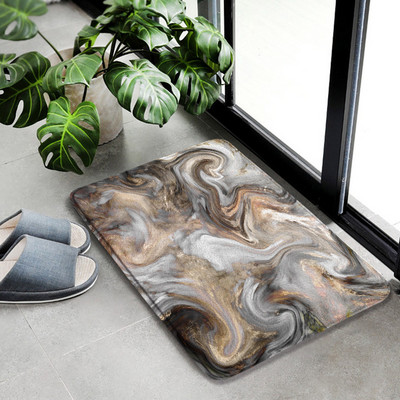 Apstraktni mramorni set prostirki za kupanje Sivi teksturirani uzorak Moderni luksuzni kućni podni tepih Kupaonski ukrasni neklizajući prostirka U obliku prostirke