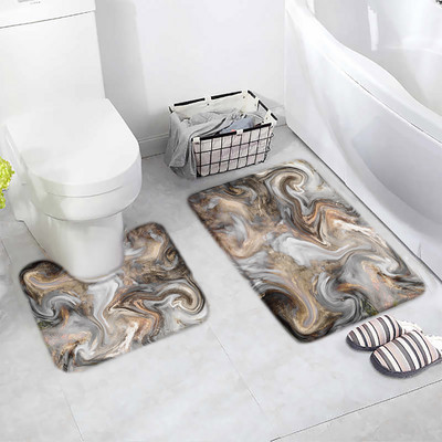 Apstraktni mramorni set prostirki za kupanje Sivi teksturirani uzorak Moderni luksuzni kućni podni tepih Kupaonski ukrasni neklizajući prostirka U obliku prostirke