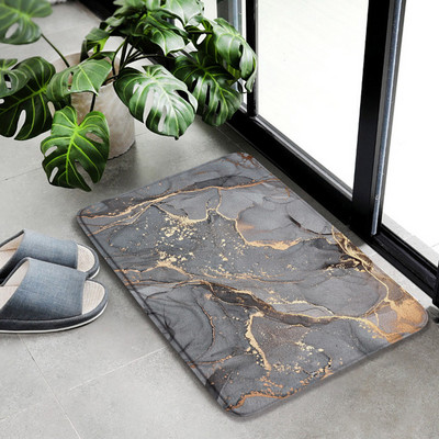 Apstraktni mramorni set prostirki za kupanje Sivi teksturirani uzorak Moderni luksuzni kućni podni tepih Kupaonski ukrasni neklizajući prostirka U obliku prostirke