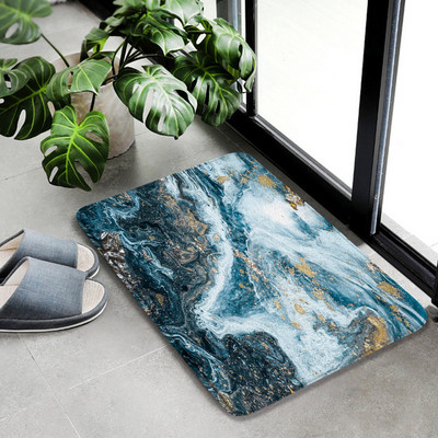 Apstraktni mramorni set prostirki za kupanje Sivi teksturirani uzorak Moderni luksuzni kućni podni tepih Kupaonski ukrasni neklizajući prostirka U obliku prostirke