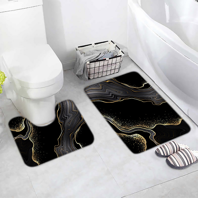 Apstraktni mramorni set prostirki za kupanje Sivi teksturirani uzorak Moderni luksuzni kućni podni tepih Kupaonski ukrasni neklizajući prostirka U obliku prostirke