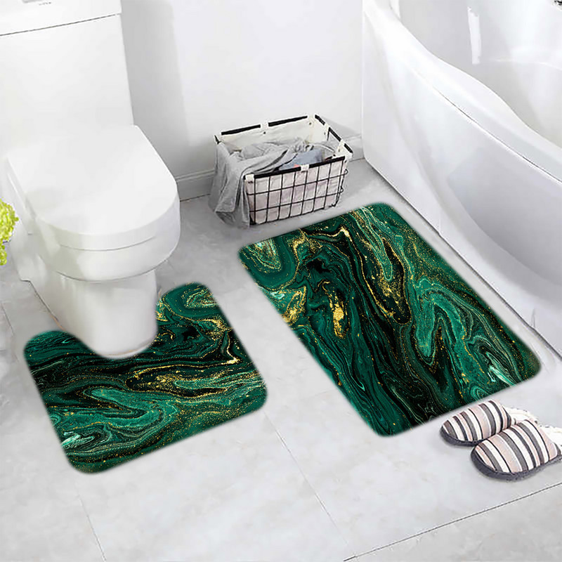 Apstraktni mramorni set prostirki za kupanje Sivi teksturirani uzorak Moderni luksuzni kućni podni tepih Kupaonski ukrasni neklizajući prostirka U obliku prostirke
