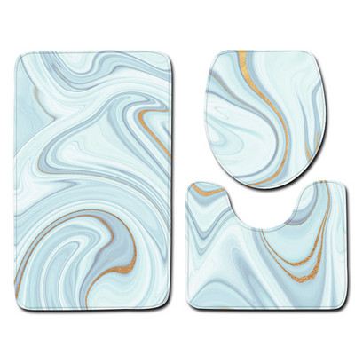 3-dijelni set Otisnuti mramor Set prostirki za kupaonicu Neklizajući tepih Otirač za vrata Jastuk za kupaonsko sjedalo Tepih WC navlaka Pribor WC prostirka