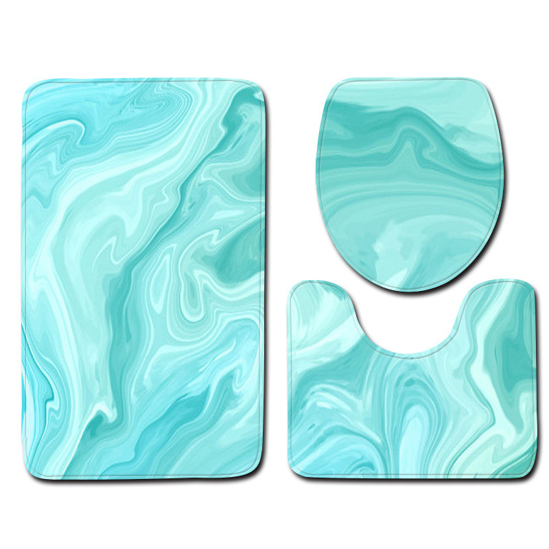 3-dijelni set Otisnuti mramor Set prostirki za kupaonicu Neklizajući tepih Otirač za vrata Jastuk za kupaonsko sjedalo Tepih WC navlaka Pribor WC prostirka