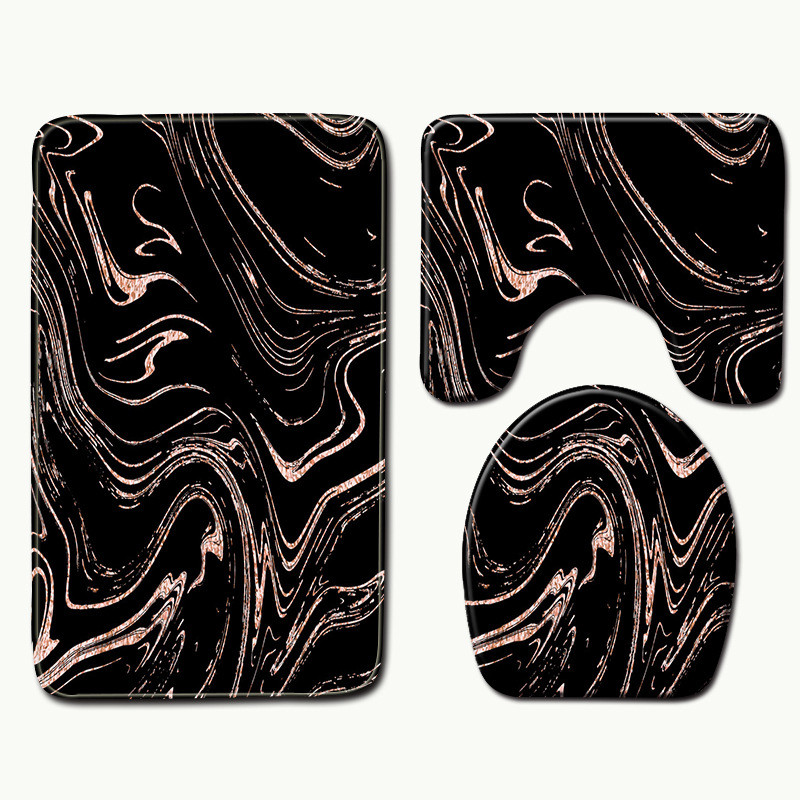 3-dijelni set Otisnuti mramor Set prostirki za kupaonicu Neklizajući tepih Otirač za vrata Jastuk za kupaonsko sjedalo Tepih WC navlaka Pribor WC prostirka