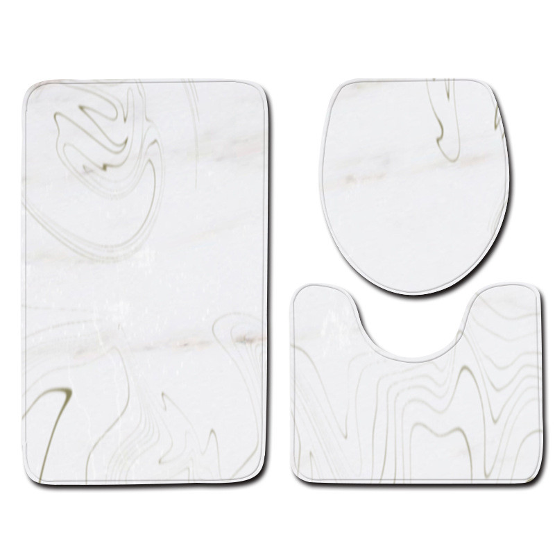 3-dijelni set Otisnuti mramor Set prostirki za kupaonicu Neklizajući tepih Otirač za vrata Jastuk za kupaonsko sjedalo Tepih WC navlaka Pribor WC prostirka