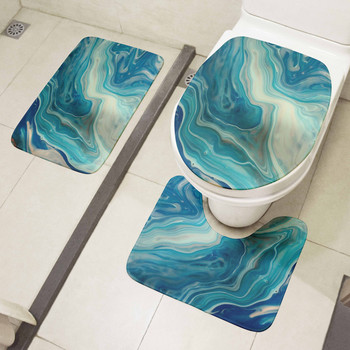 Комплект 3D мраморни постелки за баня Покривало от три части за тоалетна седалка Фланелен килим против хлъзгане Декорация за душ Килим Подложка за входна врата