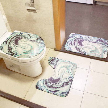 Комплект 3D мраморни постелки за баня Покривало от три части за тоалетна седалка Фланелен килим против хлъзгане Декорация за душ Килим Подложка за входна врата