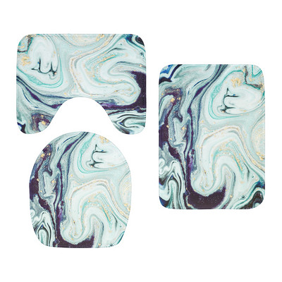 3D marmora vannas istabas grīdas paklājiņu komplekts trīsdaļīgs tualetes sēdekļa pārvalks flaneļa pretslīdes paklājs dušas apdares paklājs ieejas durvju paklājiņš