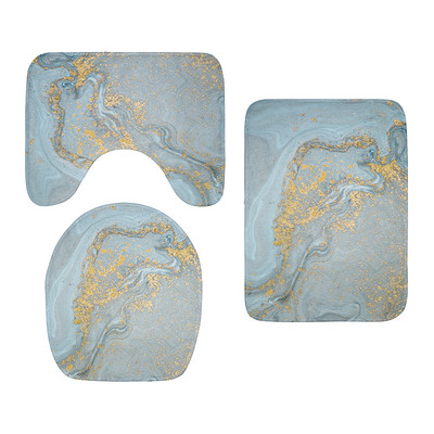 3D marmora vannas istabas grīdas paklājiņu komplekts trīsdaļīgs tualetes sēdekļa pārvalks flaneļa pretslīdes paklājs dušas apdares paklājs ieejas durvju paklājiņš